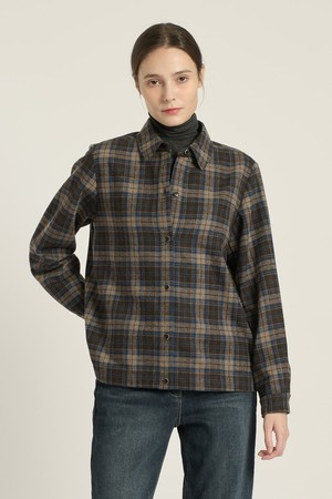 [25WT] 체크 셔츠 블라우스 - M BROWN B5DAB42179