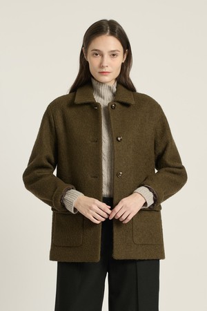 [25WT] 아웃포켓 스탠카라 자켓 - BROWN B5DAJ12174