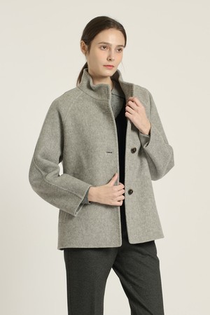[25WT] 하이넥 싱글 헨드메이드 코트  - LIGHT M GRAY B5DAH83196
