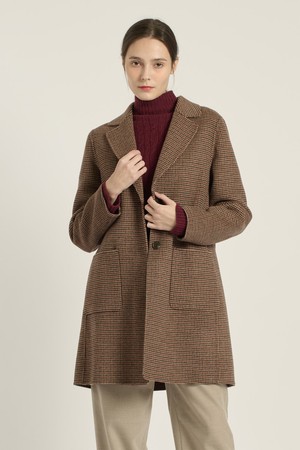 [25WT] 싱글버튼 체크 핸드메이드 코트  - M BEIGE B5DAH83072