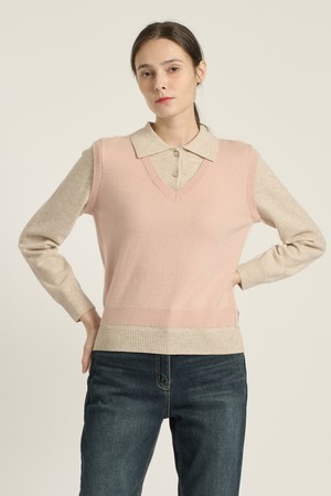 [25WT] 레이어드 카라 풀오버 - LIGHT BEIGE B5DAK41271