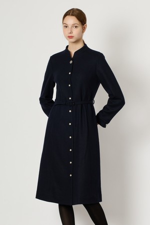 [25WT] 장식 단추 울 원피스 - DARK NAVY B5DAO63056