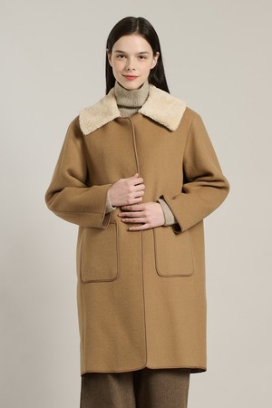 [25WT] 양털 카라 코트 - M BEIGE A5WBH84272