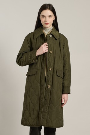 [25WT] 물결퀼팅 롱패딩점퍼 - KHAKI A5WAR12245