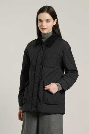 [25WT] 코듀로이 카라 퀼팅 점퍼 - DARK NAVY A5W9R10956