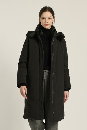 [25WT] 퍼 카라 후드 구스다운  - BLACK B5DBF84199