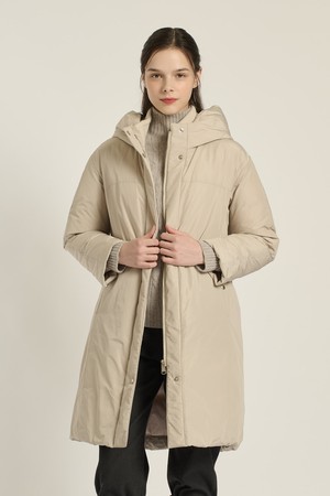 [25WT] 니트넥 후드 구스다운 - LIGHT BEIGE B5DAF83671