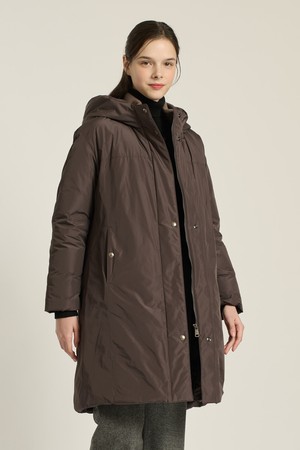 [25WT] 니트넥 후드 구스다운 - M BROWN B5DAF83679