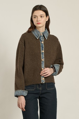 [26SP] 데님 버튼 가디건 - BROWN B6A1K47774