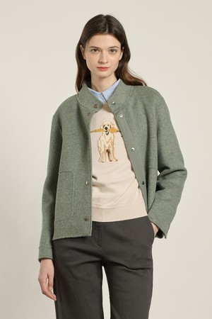 [26SP] 하이넥 숏 핸드메이드 코트 - M GREEN B6A1H80548