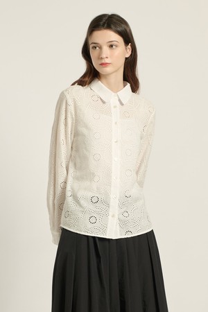 [26SP] 레이스 셔츠카라 블라우스 - WHITE B6A1B40610