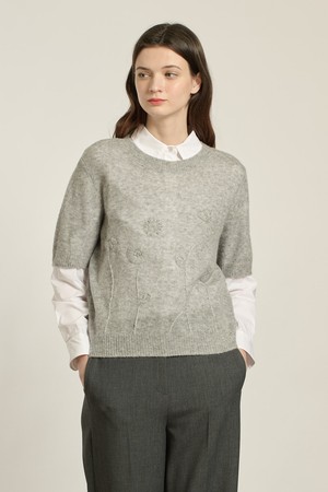 [26SP] 플라워 자수 풀오버 - M GRAY B6A2K42516