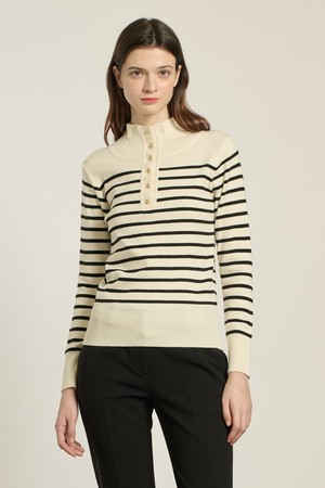 [26SP] 스트라이프 하이넥 풀오버 - IVORY B6A1K47813