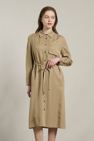 [26SP] 텐셀 셔츠 드레스 - M BEIGE A6S2O61572