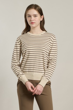 [26SP] 스트라이프 라운드 풀오버 - LIGHT BEIGE A6S2K41571