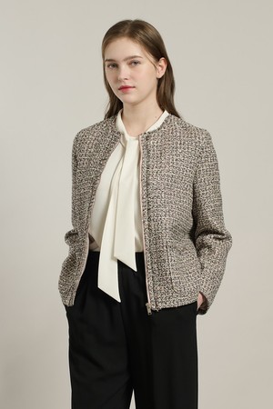 [26SP] 트위드 집업자켓 - LIGHT PINK A6S2J12121