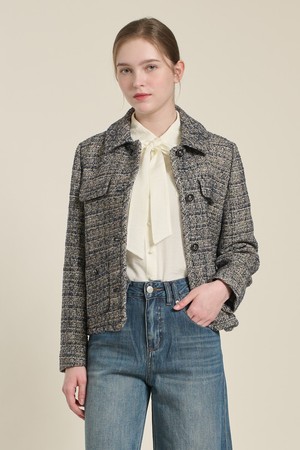 [26SP] 트위드 텍스처 믹스 자켓 - NAVY B6A1J10255