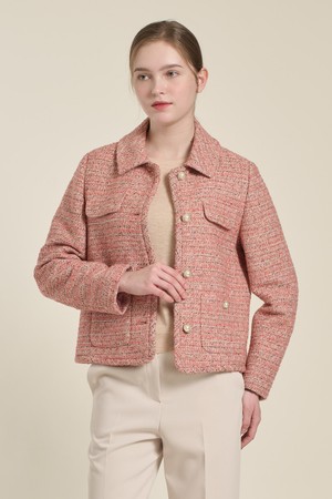 [26SP] 트위드 텍스처 믹스 자켓 - PINK B6A1J10222