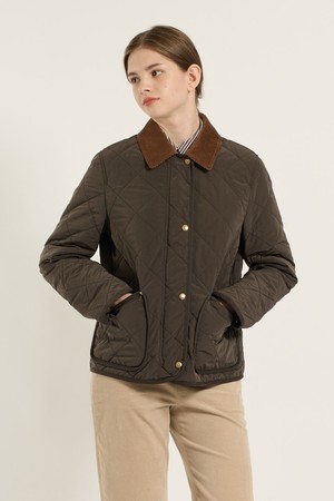 [25WT] 코듀로이카라 박스핏 퀼팅 자켓 - DARK BROWN B6A1R16075