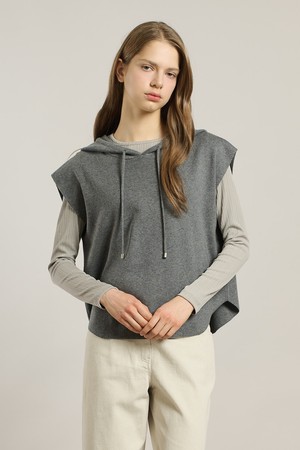 [26SP] 니트 후드 베스트 - LIGHT M GRAY A6S1K57196