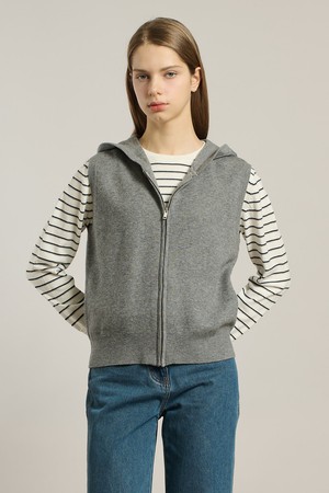 [26SP] 자가드 니트 후드 베스트 - MULTI M GRAY A6S1K50497