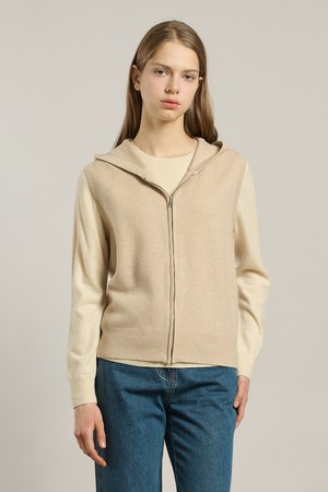[26SP] 자가드 니트 후드 베스트 - M BEIGE A6S1K50472