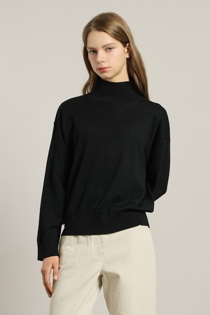 [26SP] 베이직 니트 풀오버 - BLACK A6S1K47299