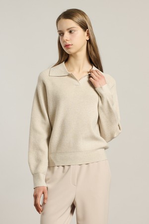 [26SP] 오픈넥 풀오버 - LIGHT BEIGE A6S1K47171