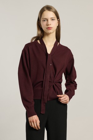 [26SP] 타이 니트 가디건 - BURGUNDY A6S1K27265