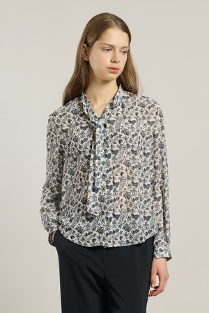 [26SP] 프린트 타이 블라우스 - CREAM A6S2B41514