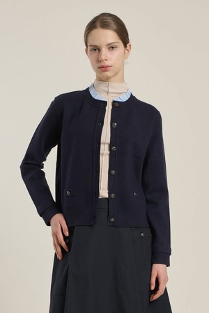 [26SP] 프릴 라운드 가디건 - NAVY B6A2K11455