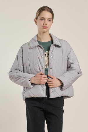 [26SP] 다이아 퀼팅 드로우스트링 패딩 점퍼 - LIGHT GRAY B6A1R15715