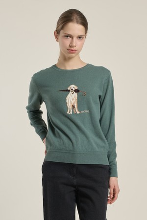 [26SP] 우산강아지 원포인트 니트 풀오버 - GREEN B6A1K40142