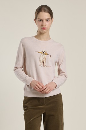 [26SP] 우산강아지 원포인트 니트 풀오버 - LIGHT BEIGE B6A1K40171