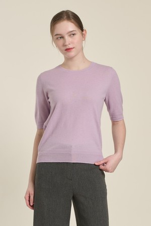 [26SP] 울 트윈 하프슬리브 니트 풀오버 - LIGHT VIOLET B6A2K31061