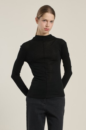 [26SP] 울 블랜드 터틀넥 티셔츠 - BLACK B6A1X40299