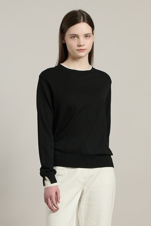 [26SP] 트리밍 라운드 풀오버 - BLACK A6S2K41699