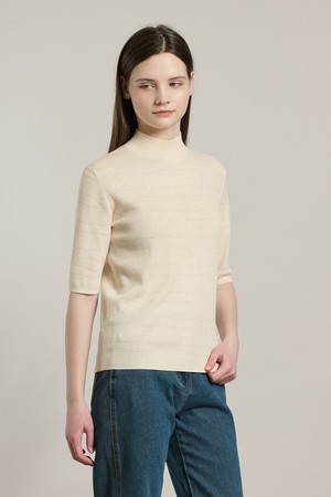 [26SP] 스트라이프 반넥 풀오버 - LIGHT BEIGE A6S2K41371