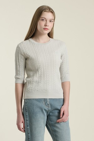 [26SP] 케이블 라운드넥 풀오버 - LIGHT GRAY B6A2K41215