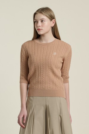 [26SP] 케이블 라운드넥 풀오버 - CAMEL B6A2K41280