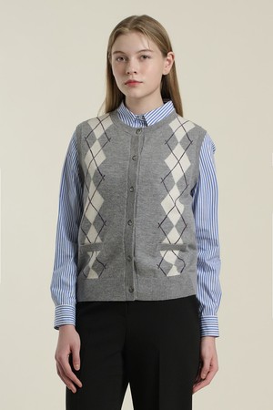 [26SP] 아가일 라운드넥 베스트 - MULTI M GRAY B6A1K50397