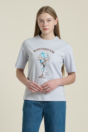[26SU] 아이스크림 프린트 티셔츠 - LIGHT BLUE B6B3X40451