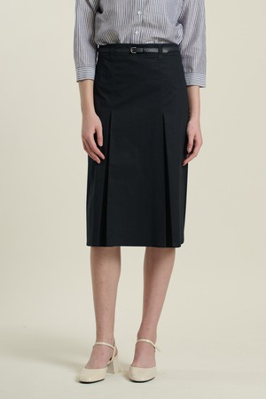 [26SU] 핀턱 미디 스커트  - DARK NAVY B6B3S20256