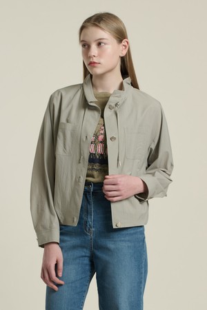 [26SU] 하이넥 셔링볼륨 숏 점퍼 - LIGHT KHAKI B6B3R10181