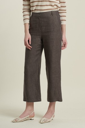 [26SU] 뒷밴딩 트윌린넨 팬츠 - DARK BROWN B6B3P31075