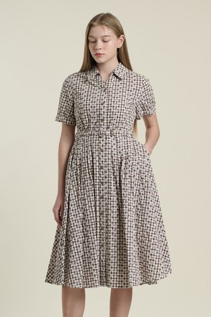 [26SU] 자수 플라워 카라 원피스 - BROWN B6B3O60174