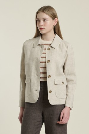 [26SU] 스탠카라 크롭린넨 자켓  - OATMEAL B6B3J10877