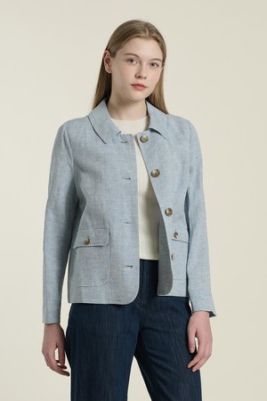 [26SU] 스탠카라 크롭린넨 자켓  - LIGHT BLUE B6B3J10851