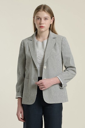 [26SU] 시어서커 테일러드 자켓 - BLACK B6B3J10199