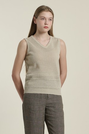 [26SU] 크로셰 트윈 V넥 풀오버 - M BEIGE B6B4K31772